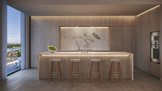 This rendering shows a kitchen in one of the luxury condominiums at the Residences at the Tampa Edition hotel. In late November, the condos officially hit the market starting at $2 million. They will be open for move-in in late 2021. [ Strategic Property Partners ]