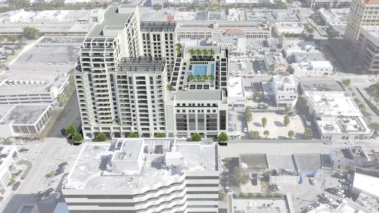 A rendering of the Regency Tower apartments in Coral Gables Nichols Architects