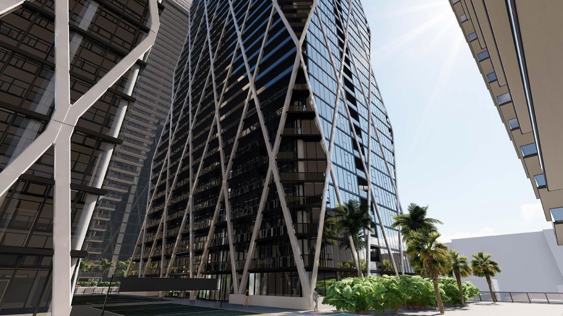 Miami World Diagrid Towers by Nichols Architects